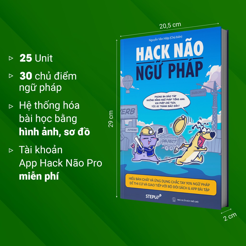 [LIFEST1212 GIẢM TỐI ĐA 100K ]Sách - Hack Não Ngữ Pháp Tiếng Anh - Tặng App Hack Não Pro học ngữ pháp miễn phí