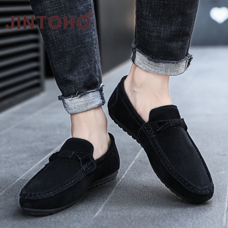 Giày Lười Da Lộn Phối Lông Ấm Áp Thời Trang Mùa Đông Cho Nam