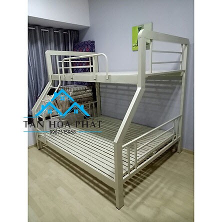 Giường sắt tầng hộp vuông sắt 4x8 kích thước 1M2 X 1M6 và màu sắc (kem và hồng)