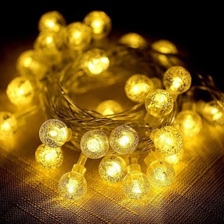 Dây đèn led trang trí bóng pha lê cherry ball 3 mét treo tường phòng ngủ, trang trí rèm sinh nhật, decor tết (tặng pin)