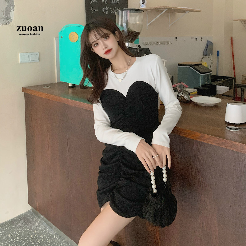 SUXI Đầm Tay Dài Thiết Kế Ôm Sát Tôn Dáng
