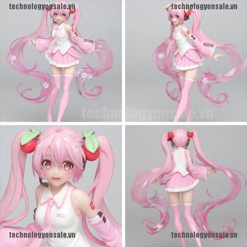 High Quality Anime Miku Pink Sakura Miku PVC Statue Figure Model Toys