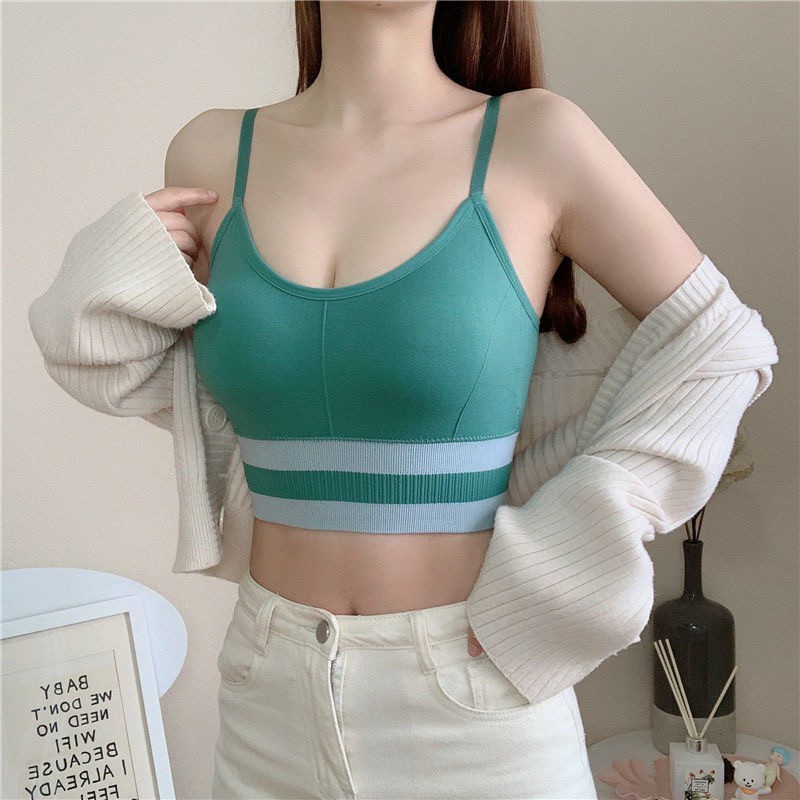 [Mã FAMAYWA giảm 10K đơn 50K] Áo bra cotton tập gym yoga bra thể thao dáng crotop sọc kẻ mẫu mới - Mbra94