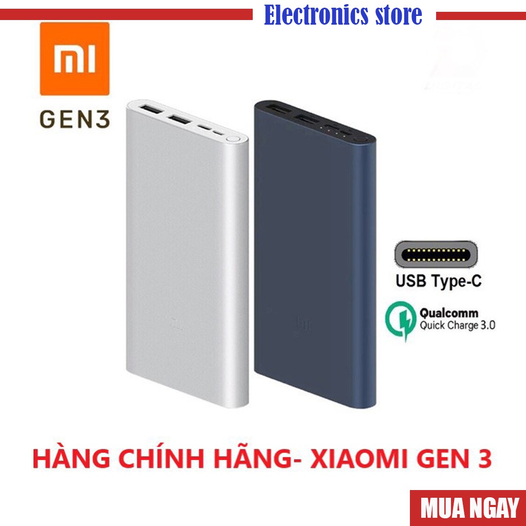 Pin Sạc dự phòng Xiaomi Gen 3 10000mAh/20000mAh [Chính hãng]   Bản Sạc Nhanh–Xiaomi Mi 18W/45W Bảo hành 6 tháng 1 đổi 1