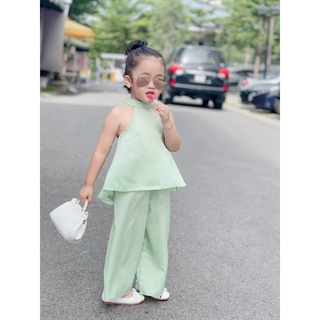 Bộ lụa quần xuông bé gái