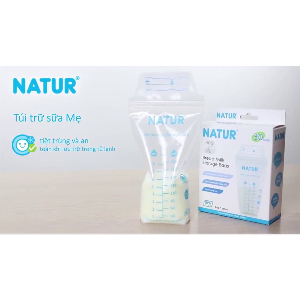 Túi trữ sữa Natur loại 30 và 50 miếng nhập khẩu Thái Lan loại 8Oz - 240ml