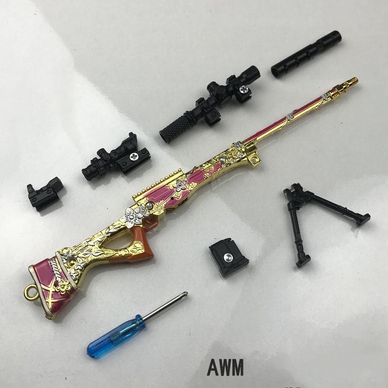 Mô hình awm pubg kim loại lắp ráp mini nhiều skin độc đáo dài 20cm đồ chơi lắp ghép tặng kèm kệ đỡ trưng bày