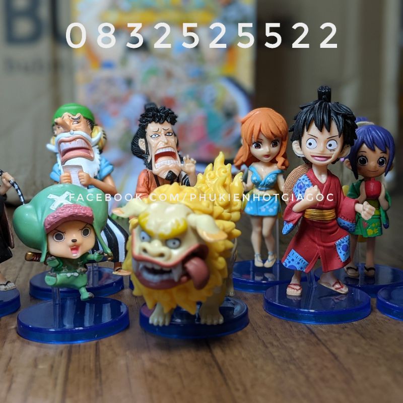 Bộ 10 mô hình nhân vật One piece Wano quốc Luffy , Zoro , Nami , Chopper , Usopp , Sanji , Tama , Kin emon