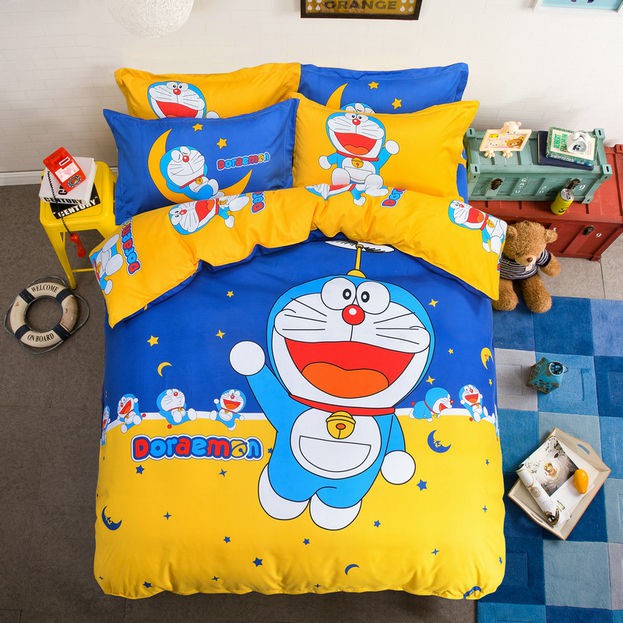 Doraemon Bộ Chăn Ga Và Vỏ Gối In Hình Doremon Dễ Thương