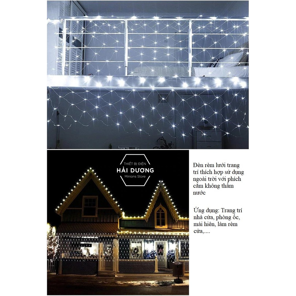 Đèn nháy trang trí hình rèm lưới DL325 - 8 chế độ nháy 3m x 1.5m ( Trắng / Vàng / Xanh Dương / Nhiều Màu )