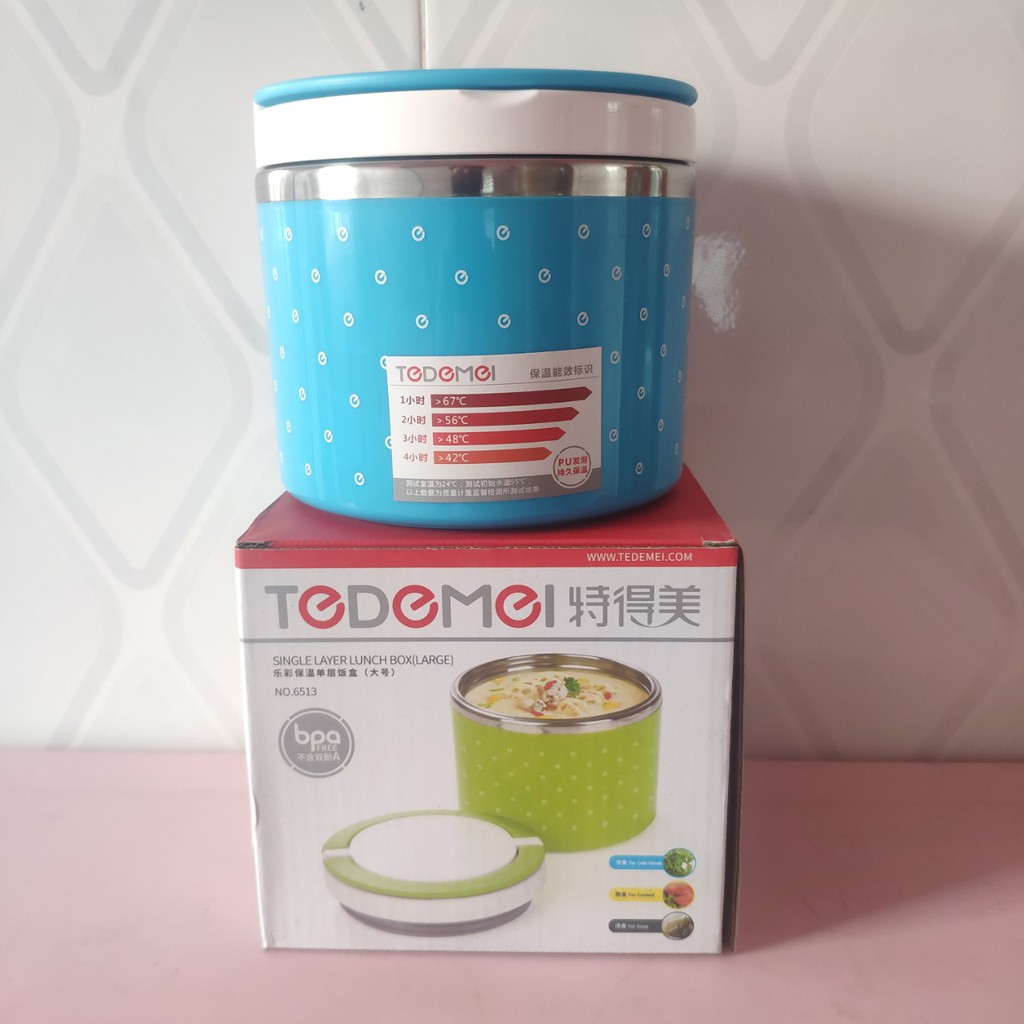 Cà mên giữ nhiệt 1 ngăn inox 2 lớp TEDEMEI Đài Loan - Cặp lồng cơm giữ nhiệt 2 ngăn ruột inox ( giữ nhiệt 3 - 5 tiếng ) | BigBuy360 - bigbuy360.vn