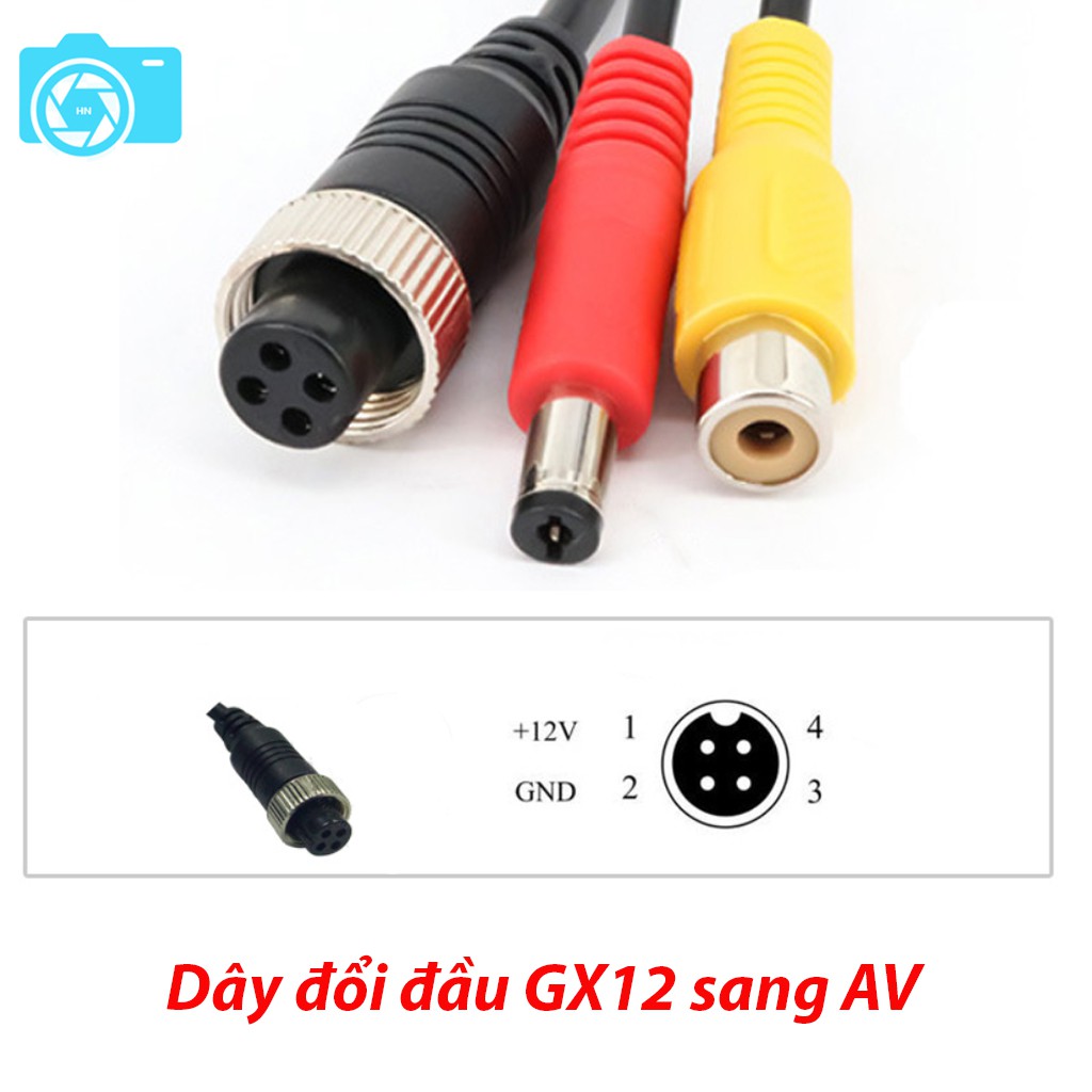 ĐỔI ĐẦU CHÂN CẮM GX12 CHO MÀN HÌNH - Dây đổi đầu giắc từ GX12 4P sang AV