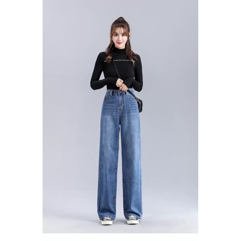 [ SOÁI CA ] QUẦN JEAN ỐNG RỘNG NỮ XANH ĐẬM RÂU MÈO LAI CUỐN FORM DÀI RỘNG CAO CẤP NITI2 SIÊU ĐẲNG CẤP, CỰC THỜI THƯỢNG