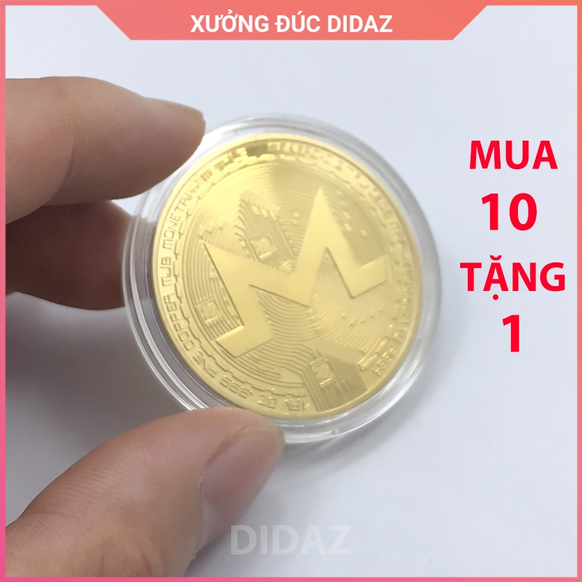Đồng Xu Monero XMR, Bitcoin mạ vàng, bạc 24k làm đồ lưu niệm,trang trí,sưu tầm, quà tặng khách hàng, hội nhóm XMR01