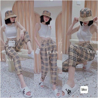 Set áo ba lỗ quần kẻ bbr kèm ảnh thật
