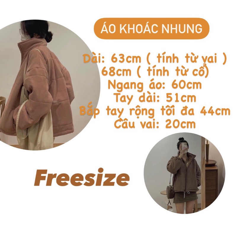 ÁO KHOÁC NHUNG DÁNG LỬNG  ÁO KHOÁC PHAO DÁNG LỬNG FREESIZE