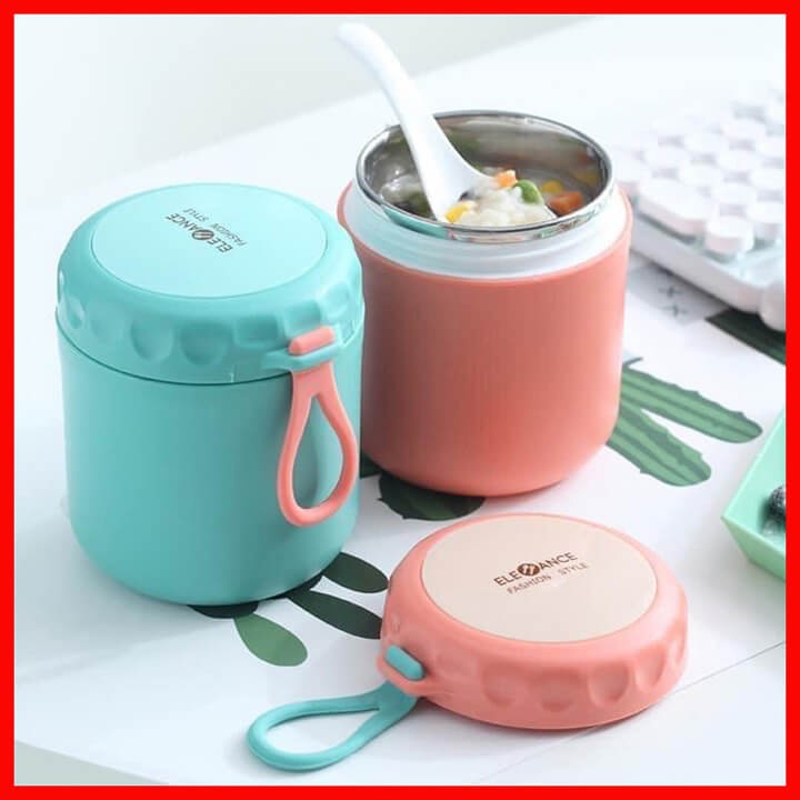 Cốc giữ nhiệt đựng canh, ủ cháo, đựng đồ ăn dặm cho bé ruột Inox cao cấp - tặng kèm thìa