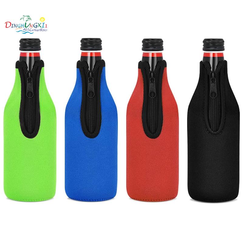 Set 4 Vỏ Bọc Giữ Lạnh Chai Bia / Nước Ngọt Bằng Cao Su Tổng Hợp Tiện Dụng