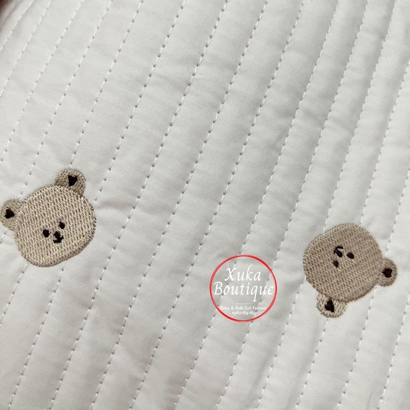 Túi Xách Bỉm Sữa Hàn Quốc Thêu Gấu Thỏ Cho Mẹ Và Bé Size 26*19*10cm KaMiMi Cao Cấp