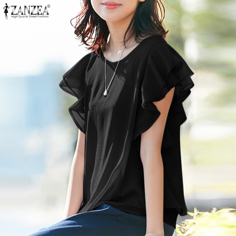 Áo Zanzea không tay nhún bèo thời trang thanh lịch cho nữ