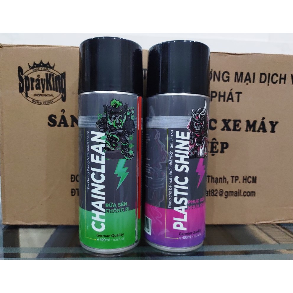 XỊT RỬA SÊN - DƯỠNG BÓNG SẠCH XE - SPRAYKING PLASTIC SHINE/CHAIN CLEAN/CHAIN LUBE