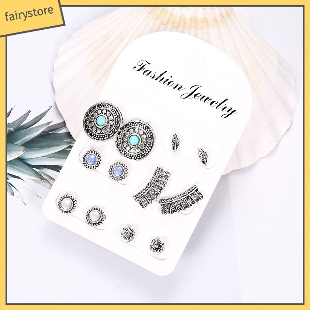 Bộ 6 đôi khuyên tai thời trang Boho cho nữ