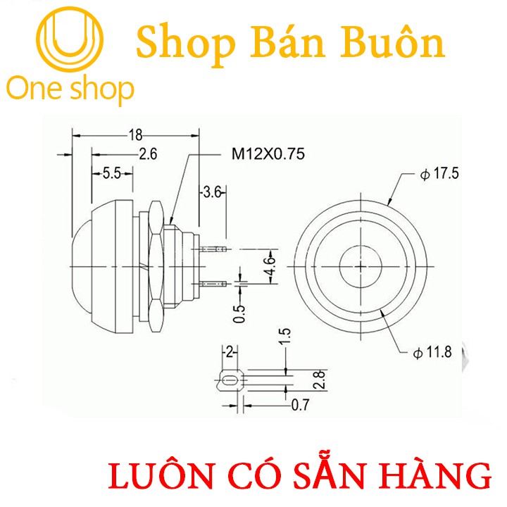 Nút Nhấn Đề PBS-33B Không Thấm Nước 12mm