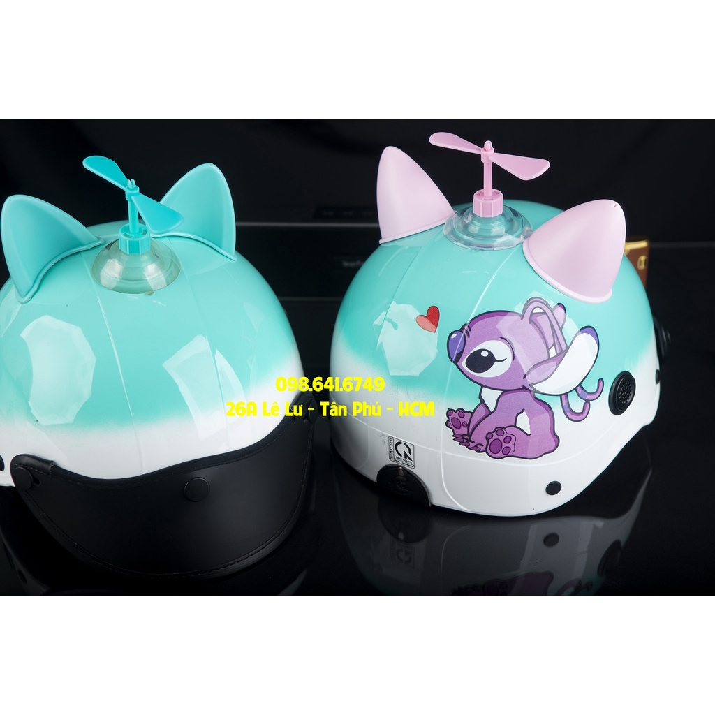 MŨ NÓN BẢO HIỂM NGƯỜI LỚN Cặp đôi Stich Hồng - Trắng Xanh