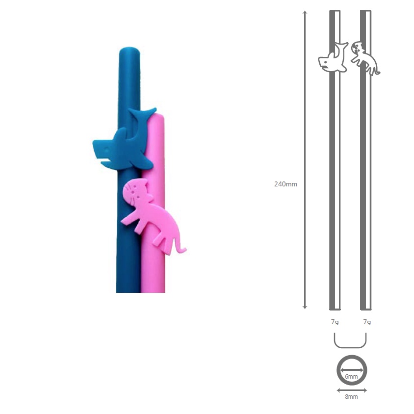 Set 2 cái ống hút Silicon Hàn Quốc nhiều màu sắc cho bé