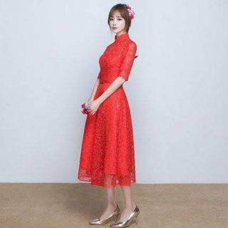 Đầm xòe cổ tàu tay lỡ