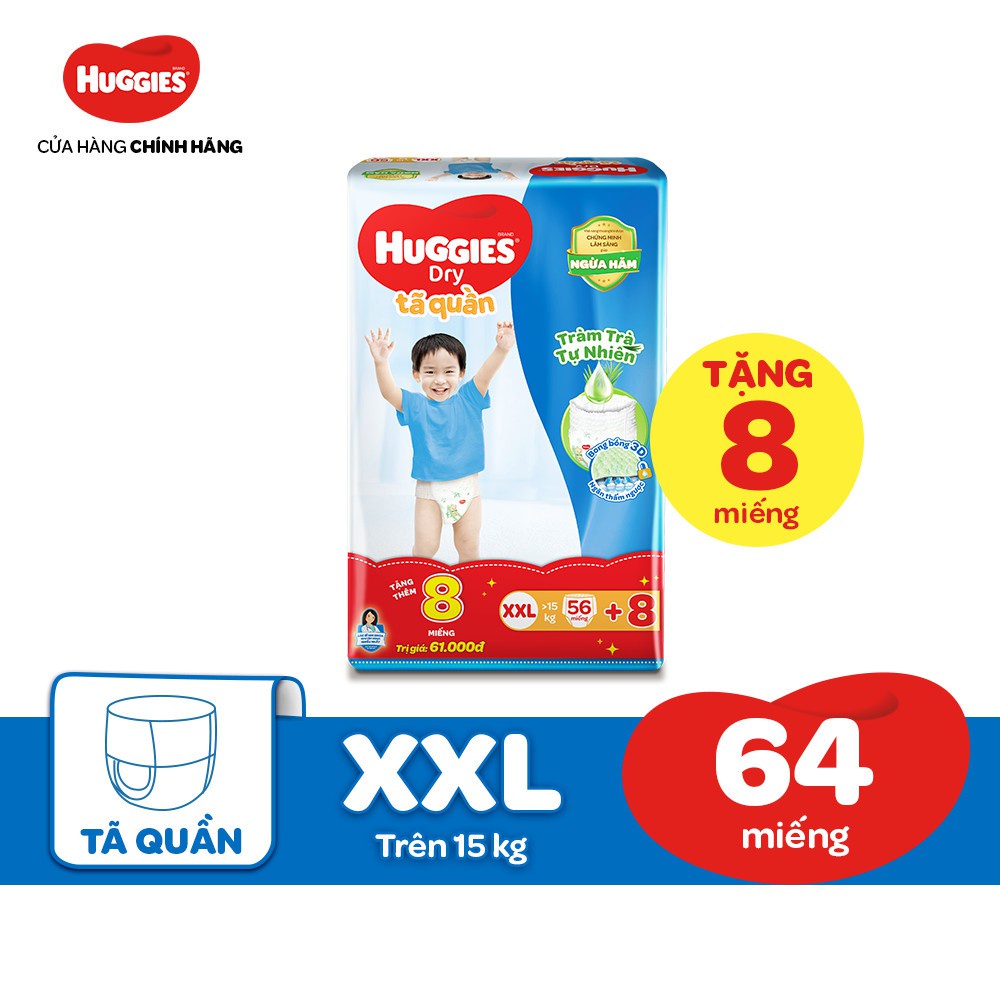 Tã / Bỉm quần/dán Huggies TRÀM TRÀ NB74/S56/M74/L68/XL62/XXL56(đệm mây mới co dãn 4 chiều)