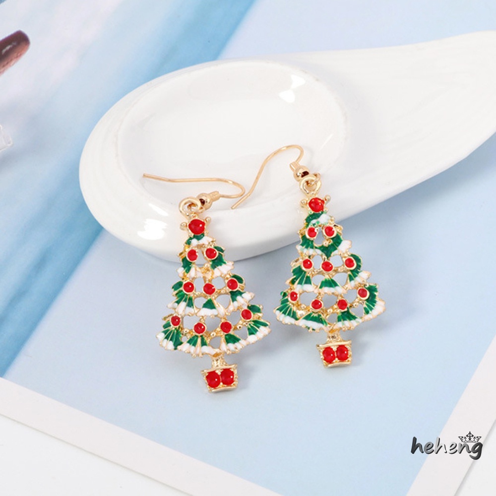 Bông Tai Móc Hình Cây Thông Bằng Hợp Kim Không Gây Dị Ứng Độc Đáo Trang Trí Tiệc Giáng Sinh