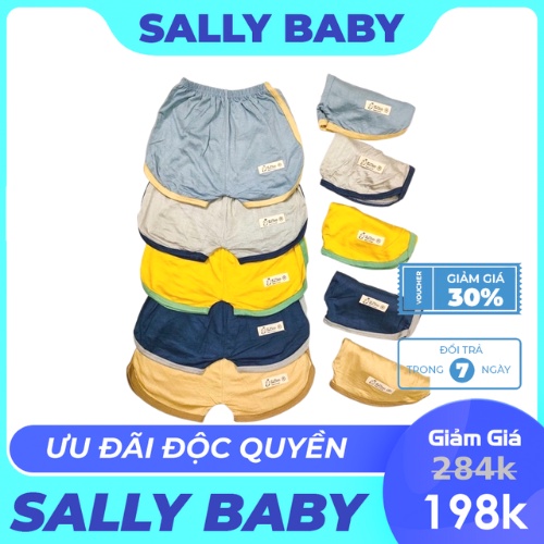 Quần chục cho bé chất thun lạnh. SET 10 quần đùi Kwoo chính hãng dáng thể thao từ 4-17kg Sally Baby SL0019