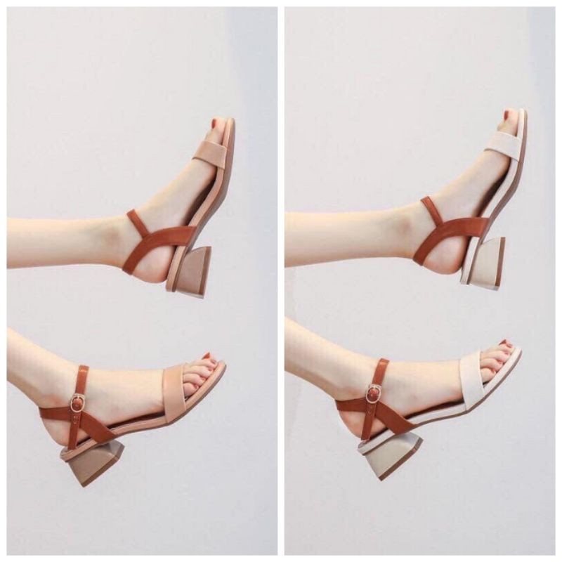 sandal gót gỗ phong cách hàn quốc | BigBuy360 - bigbuy360.vn