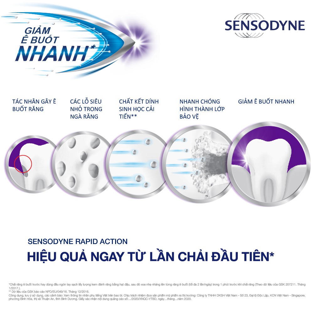 Combo 2 hộp Kem đánh răng Sensodyne Rapid Action Whitening 100g/hộp - TẶNG bàn chải Sensodyne Sensitve trị giá 35K
