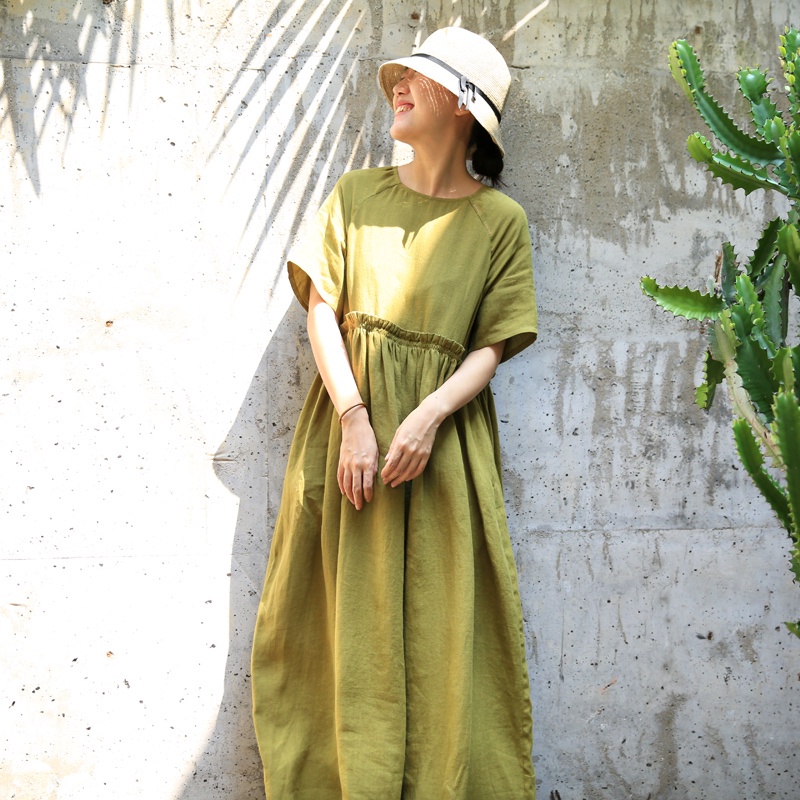 Váy đầm nữ Linen thiết kế dáng xòe Gemmi fashion, DK8386