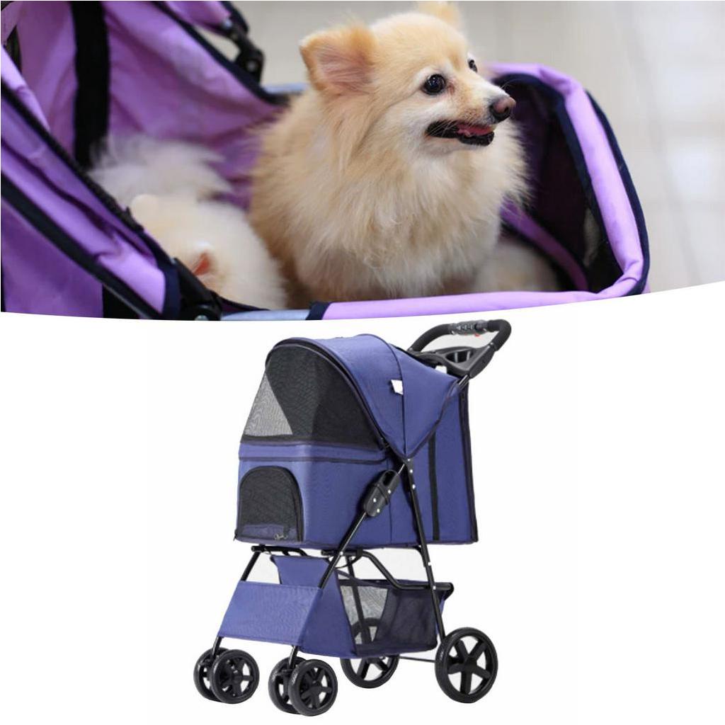 Có thể bán buôn Xe đẩy thú cưng Nhẹ có thể gập lại Thông gió chó nhỏ di động Oxford cho mèo Virgina056 Hàng giao ngay