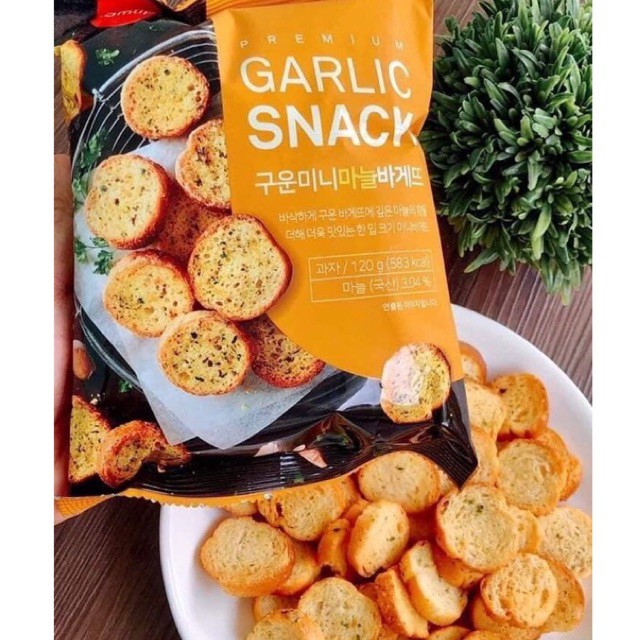 [Date: 08/2022] Bánh Mì Bơ Tỏi Sấy Hàn Quốc Garlic Snack SALIMP - Gói 120g