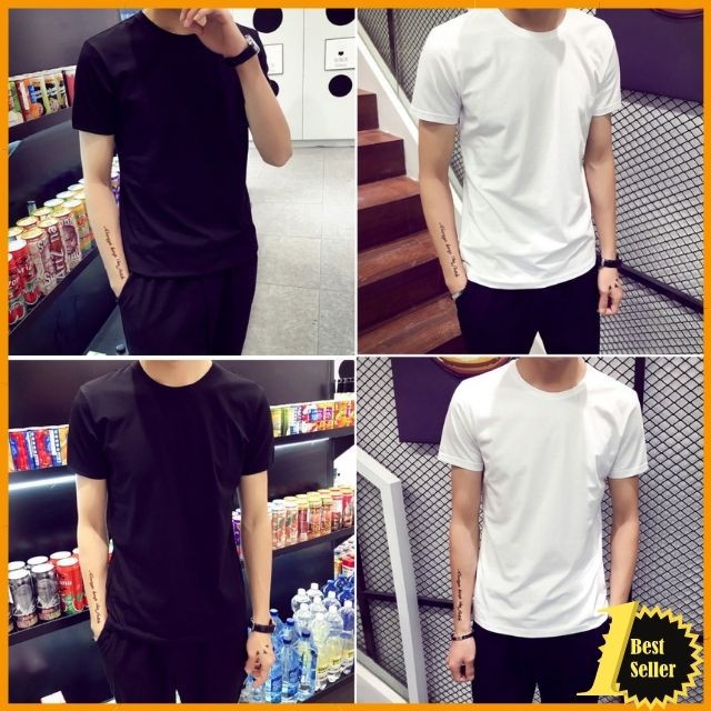 [GIÁ XƯỞNG] Áo Phông/ Áo Thun Trơn Ngắn Tay Không Cổ UNISEX Nam Nữ Trắng Đen
