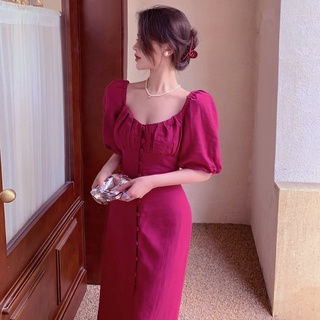 Đầm maxy cổ vuông màu hot