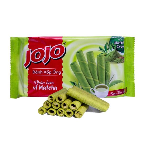 BÁNH XỐP ỐNG JOJO NHÂN KEM VỊ MATCHA 125G | BigBuy360 - bigbuy360.vn