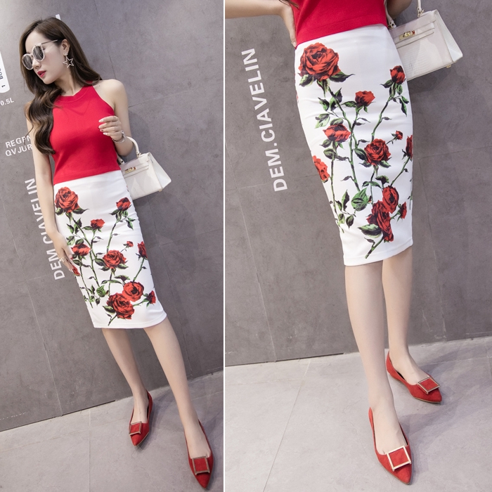 Chân váy ôm body in họa tiết hoa phong cách Hàn Quốc | BigBuy360 - bigbuy360.vn