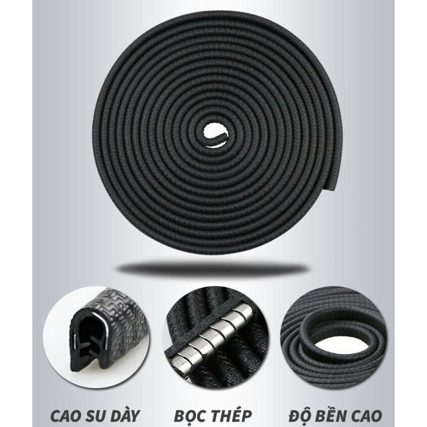 Cuộn 5m gioăng cao su chữ U lõi thép cho xe hơi 4-5 chỗ