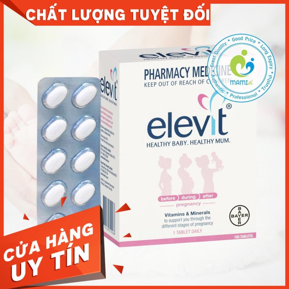 Vitamin bầu (100v) bổ sung vitamin A, B, C, D, E, B9, canxi, kẽm cho mẹ bầu và mẹ sau sinh Elevit Pregnancy, Úc