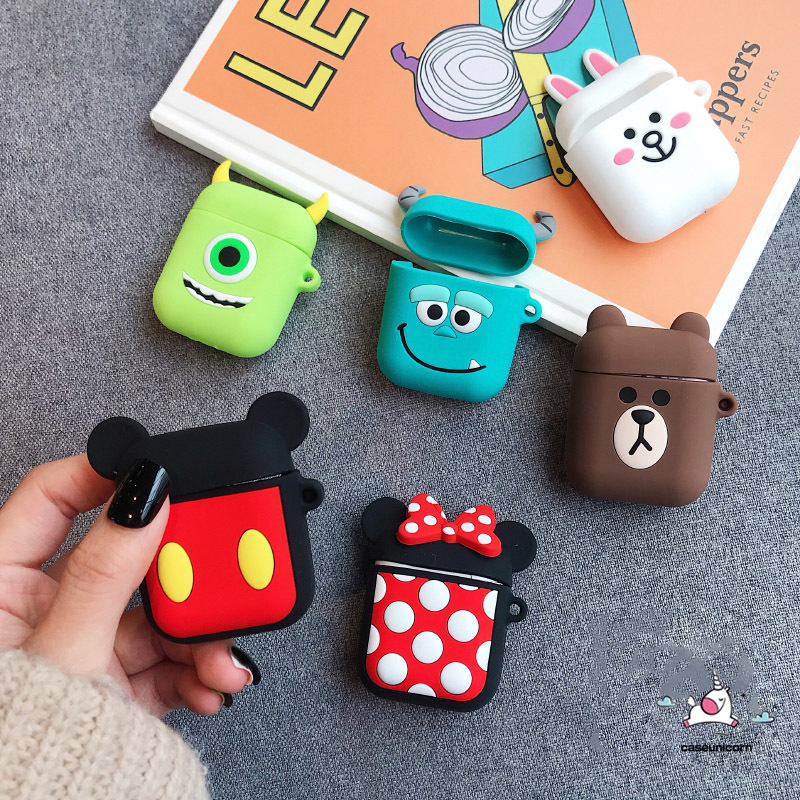 Vỏ bảo vệ hộp sạc tai nghe họa tiết Mickey dễ thương cho Airpods 1 / 2