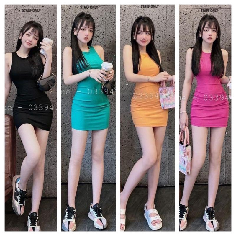 Váy Ôm Body Sát Nách Ba Lỗ,5 Màu như ảnh nhé.Chất vải 👉Gân Xịn Cao Cấp Loại 1👈  💯Phuongshop1812👗