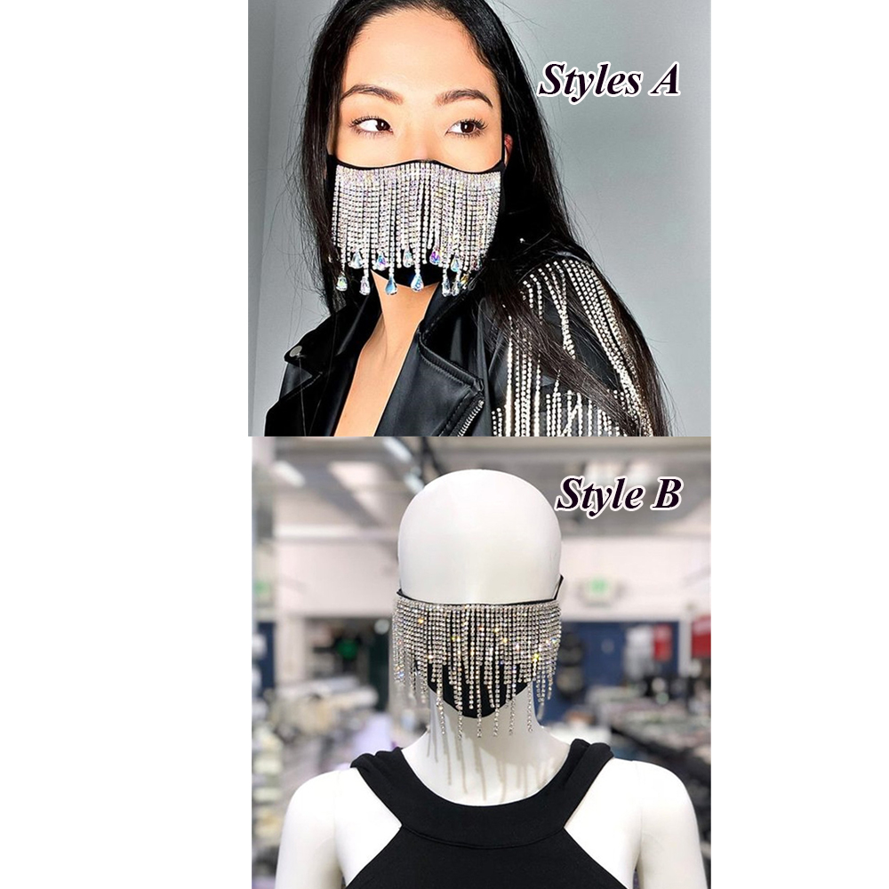Khẩu trang gắn tua rua kim cương giả lấp lánh cho nữ | BigBuy360 - bigbuy360.vn