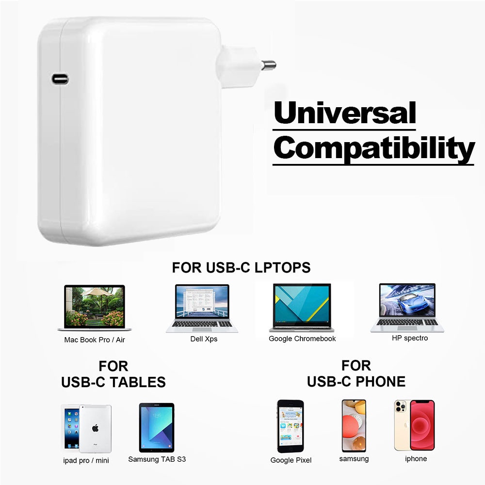Bộ Sạc Nhanh USB C Cho Book Pro 13 "12" Type C PD Asus DELL HP 96W 87W 61W Mac