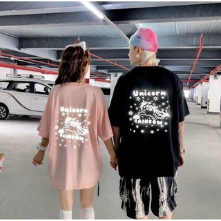 Áo phông unisex in phản quang unicorn rainbow