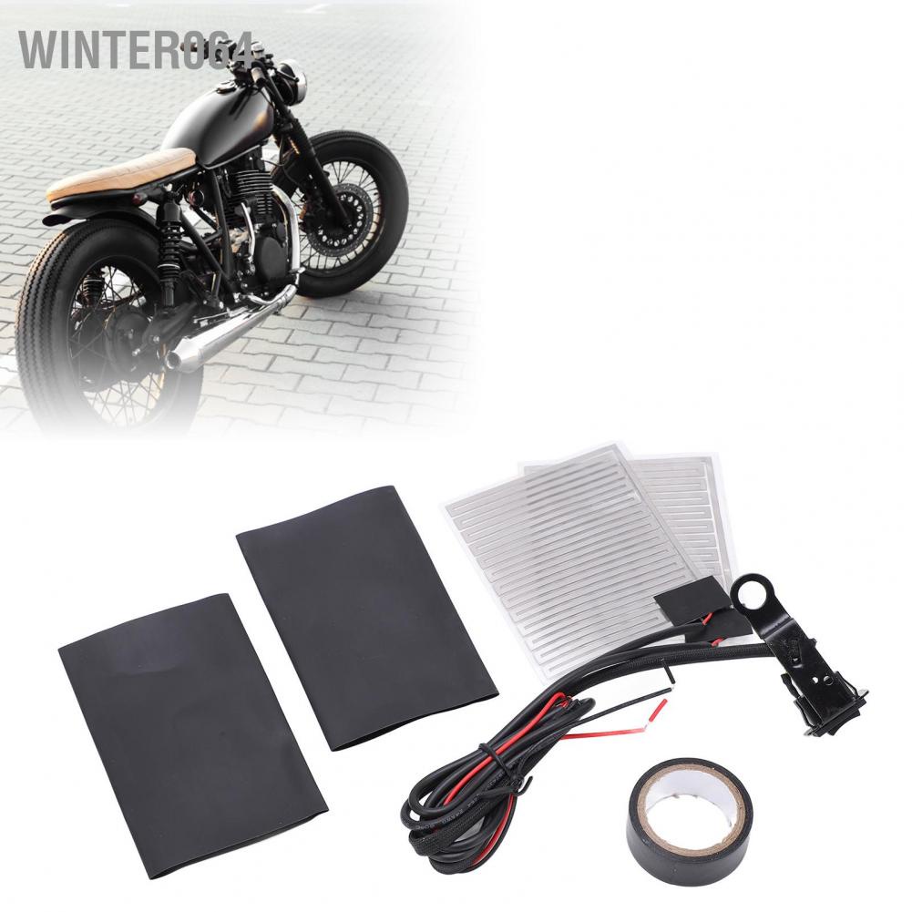 Winter064 12V Universal Motorcycle Heated Grip Pads 2‑Gear Black Handlebar Hand Warmers for Motorbikes